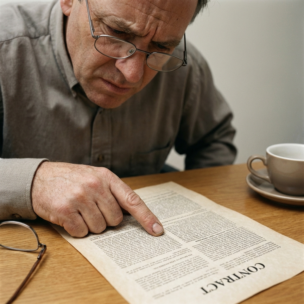 Person reviewing confusing contract
